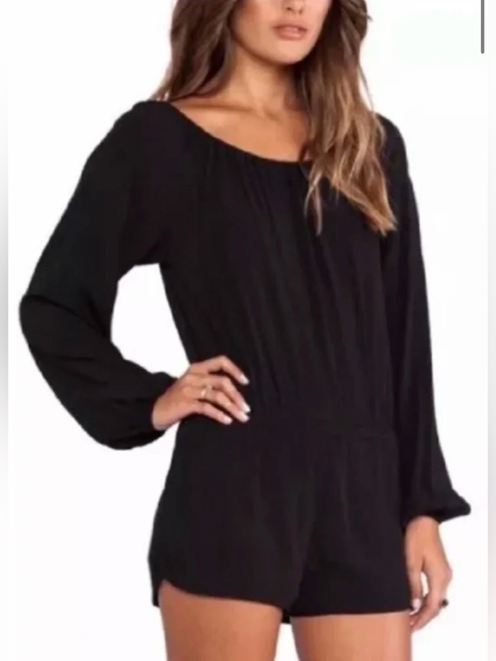 Show Me Your MuMu Black Long-Sleeve Romper (S)